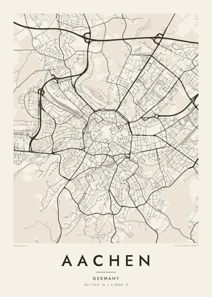 Aachen map poster — Paper