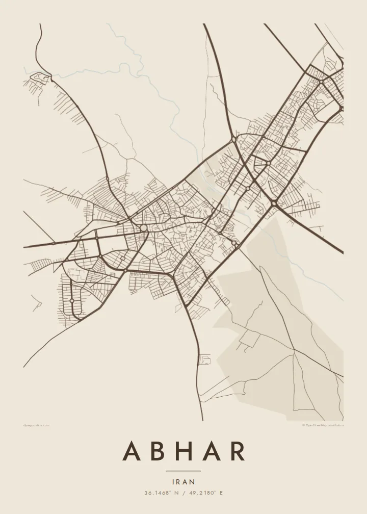Abhar map poster — Sand