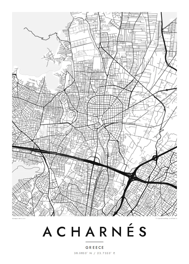 Acharnés map poster — Classic