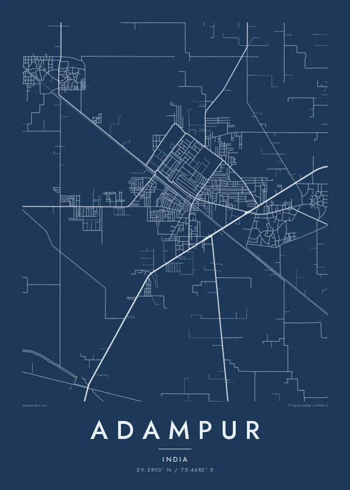 Adampur map poster — Blueprint style