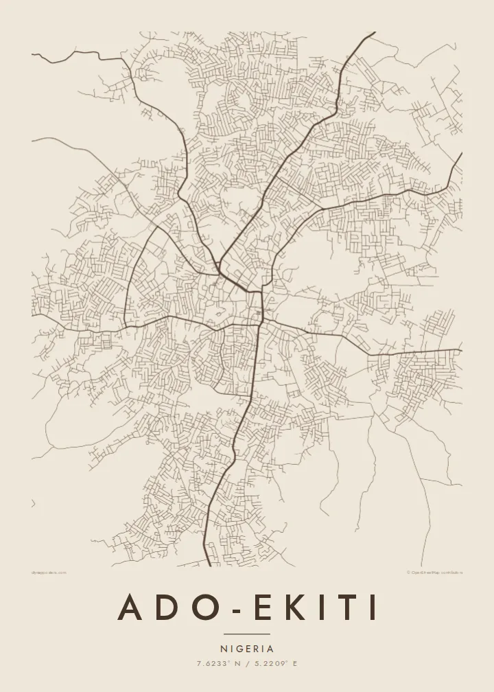 Ado-Ekiti map poster — Sand style