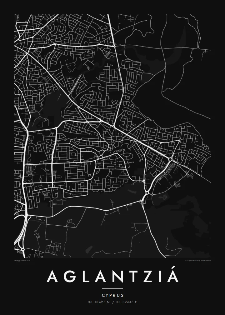 Aglantziá map poster — Noir