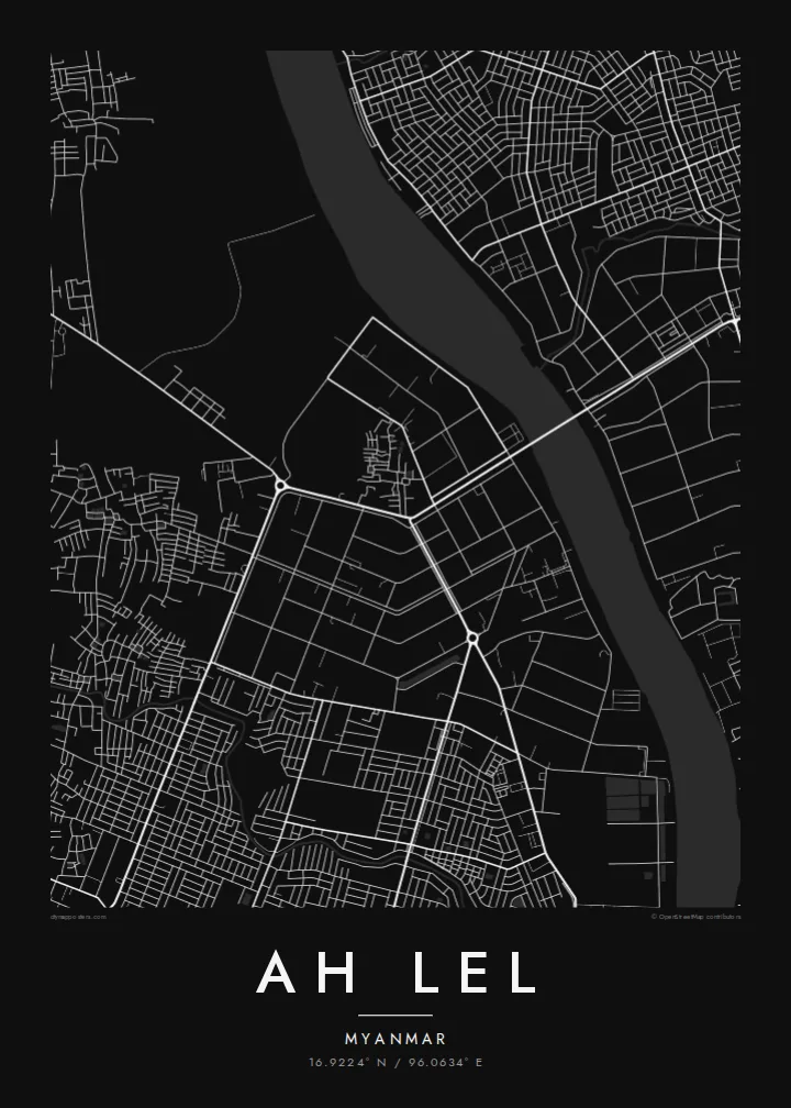 Ah Lel map poster — Noir style