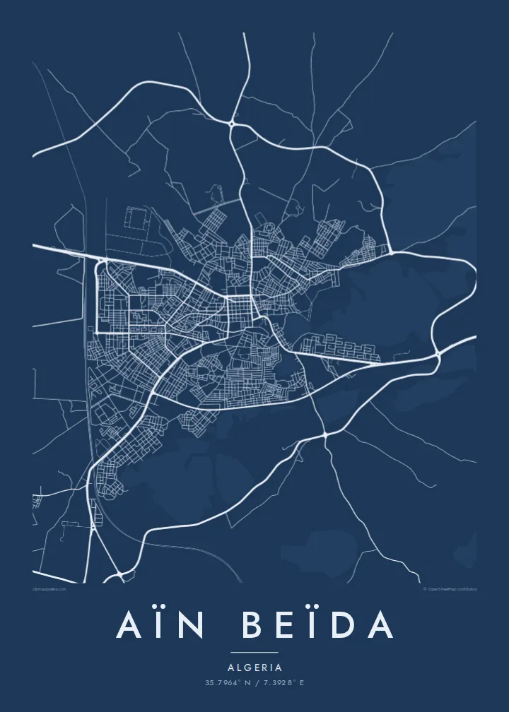 Aïn Beïda map poster — Blueprint