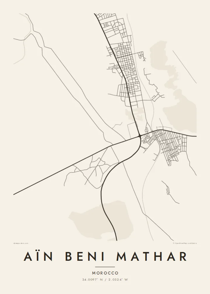 Aïn Beni Mathar map poster — Paper