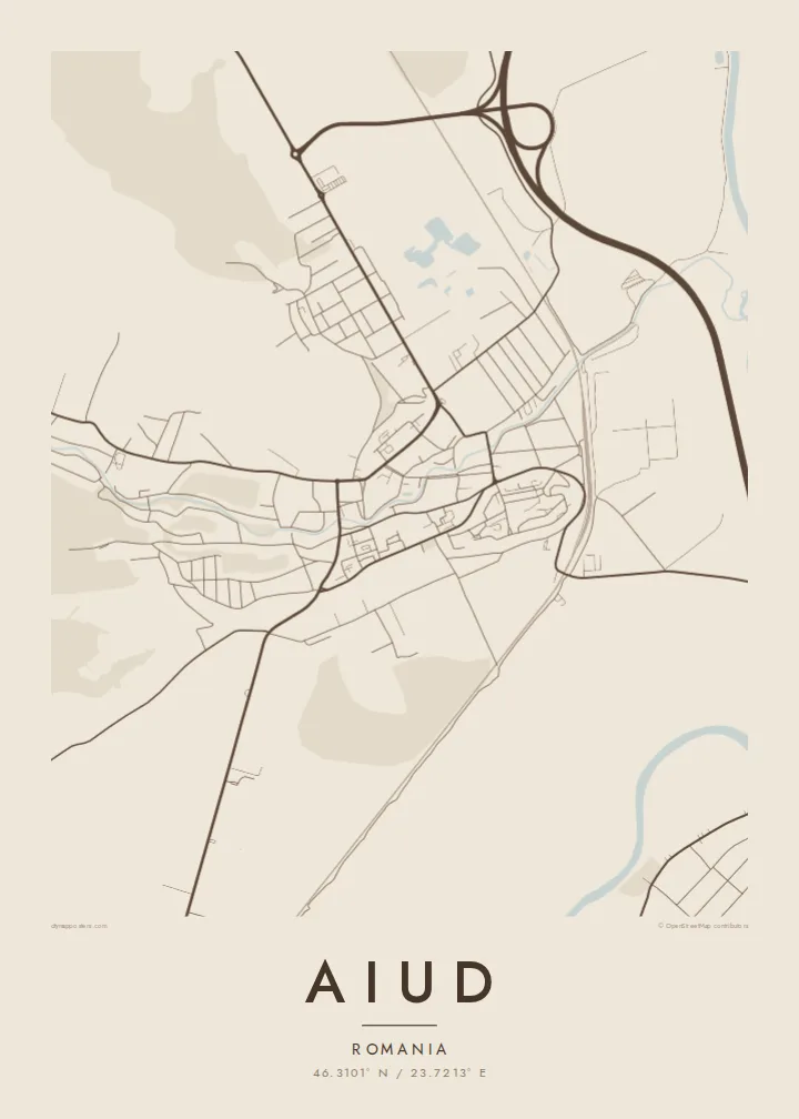 Aiud map poster — Sand