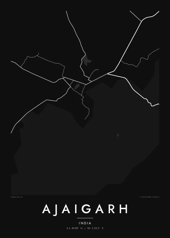 Ajaigarh map poster — Noir