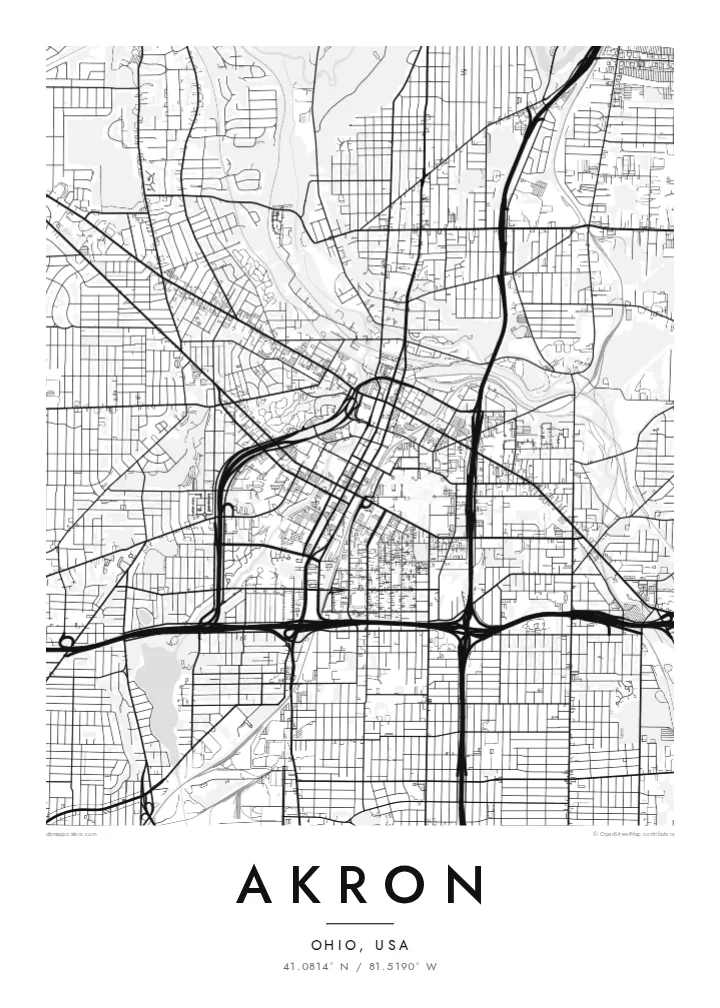 Akron map poster — Classic