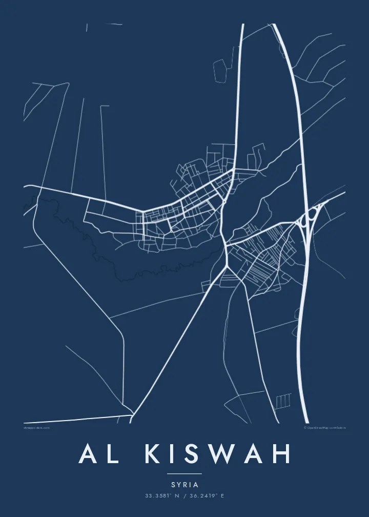 Al Kiswah map poster — Blueprint style