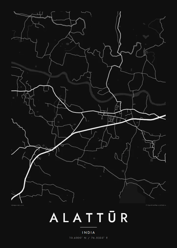Alattūr map poster — Noir style