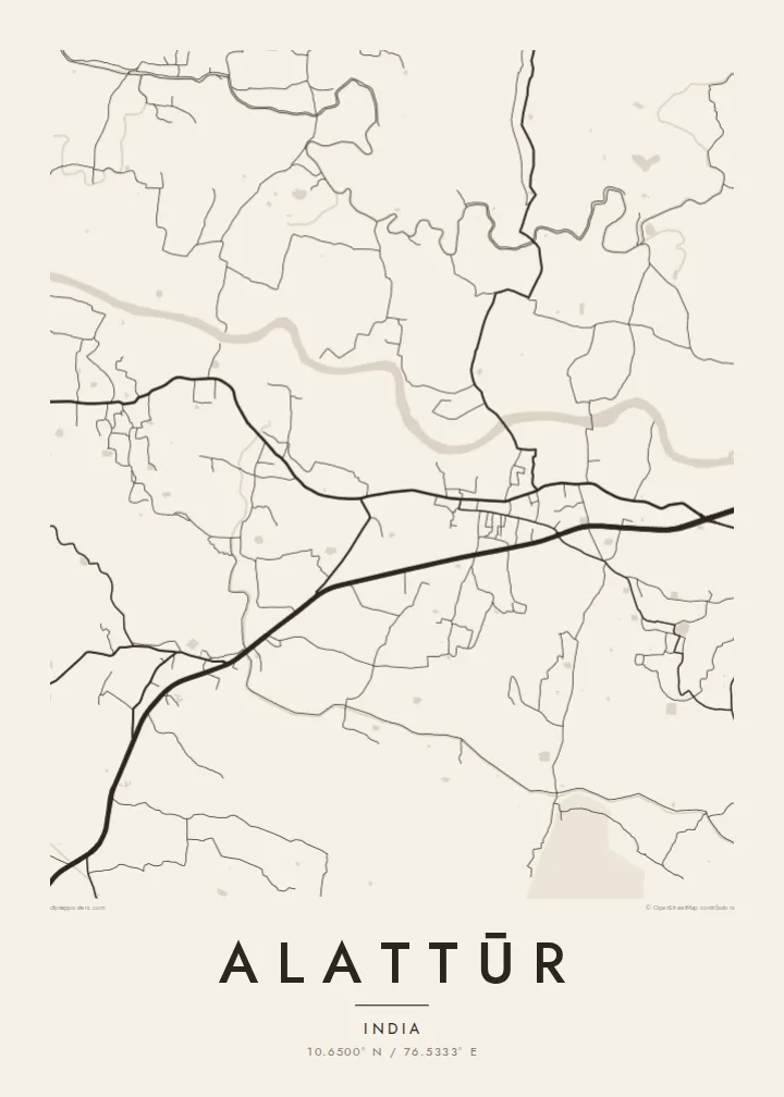Alattūr map poster — Paper style