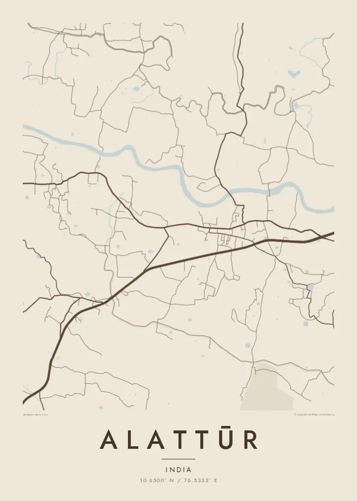 Alattūr map poster — Sand style