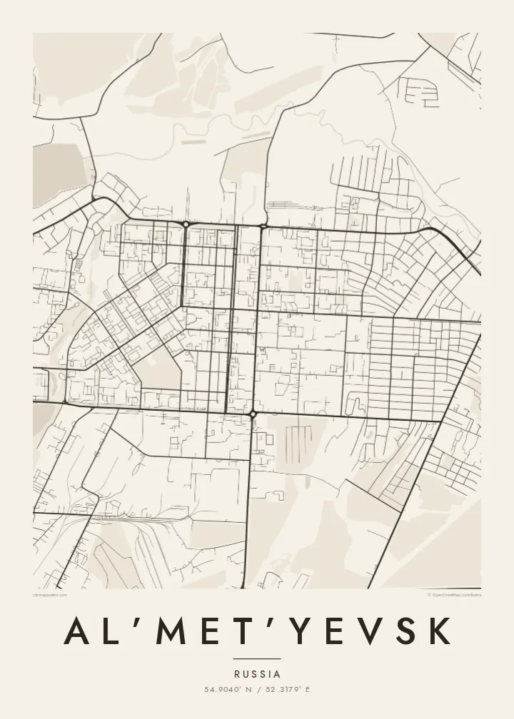 Al’met’yevsk map poster — Paper style