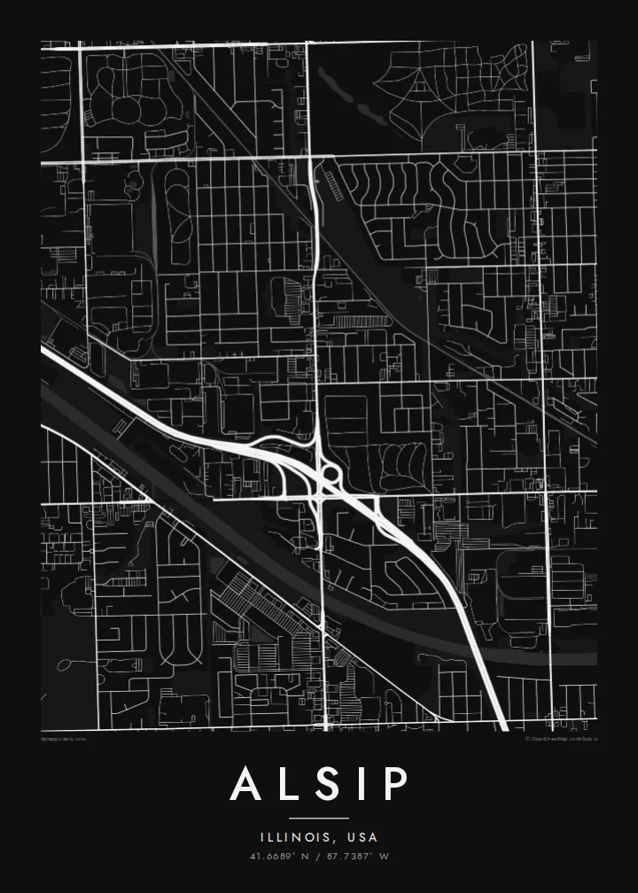Alsip map poster — Noir style