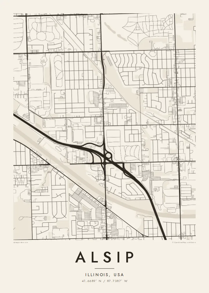 Alsip map poster — Paper style
