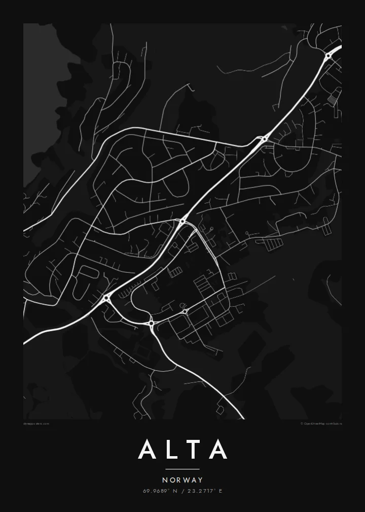 Alta map poster — Noir style