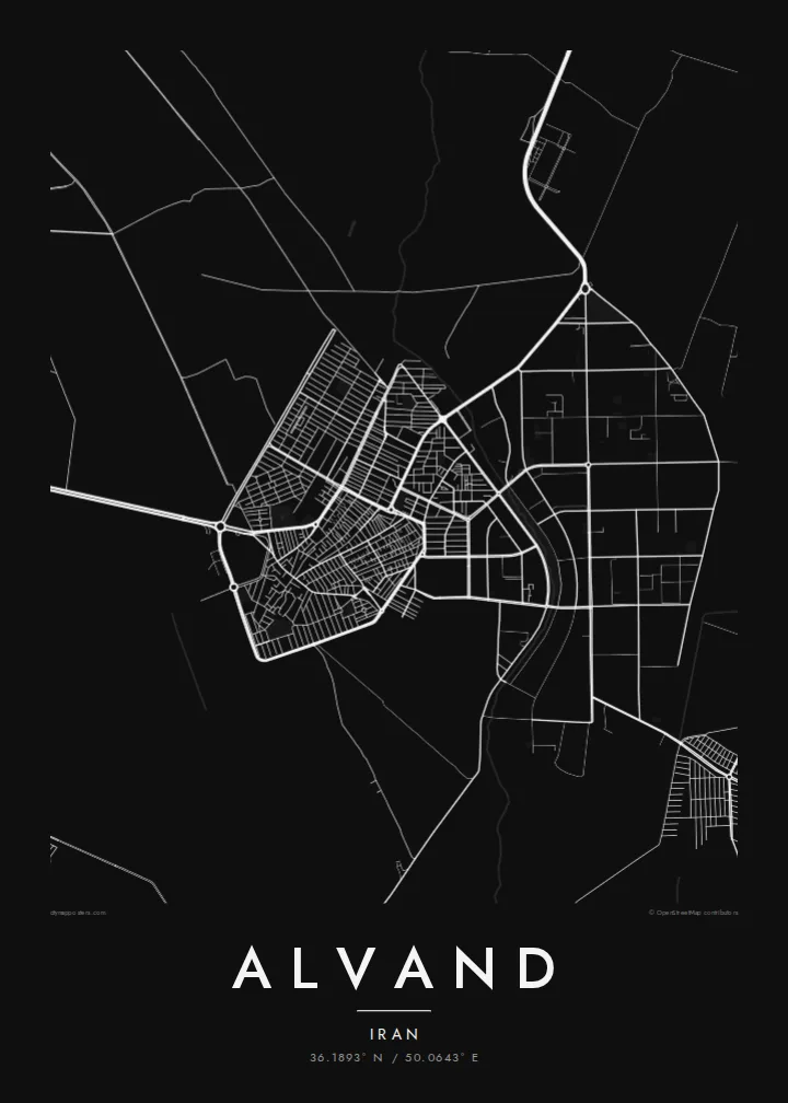 Alvand map poster — Noir style