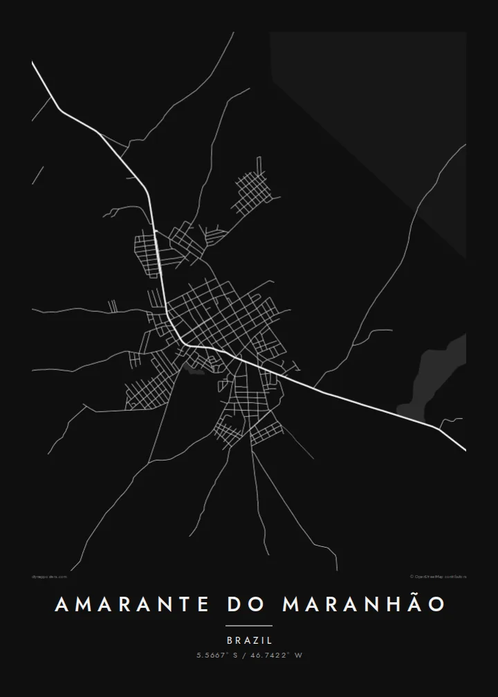 Amarante do Maranhão map poster — Noir style