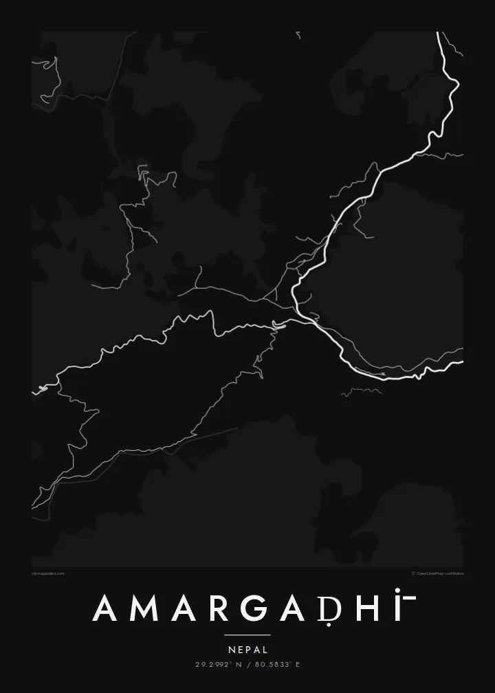 Amargaḍhi̇̄ map poster — Noir style