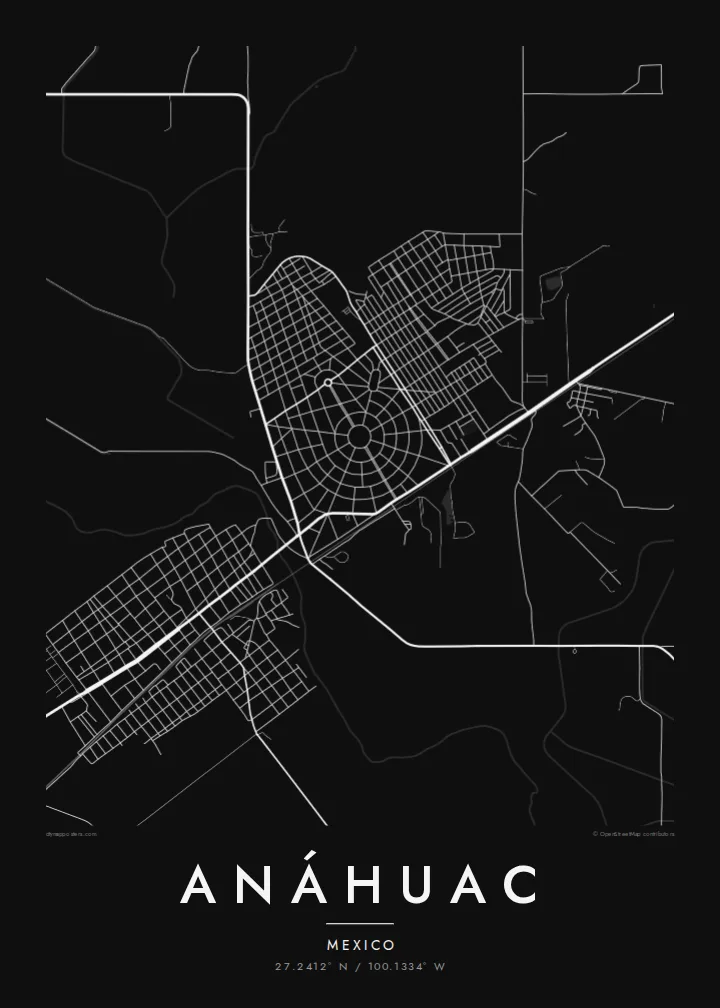 Anáhuac map poster — Noir style