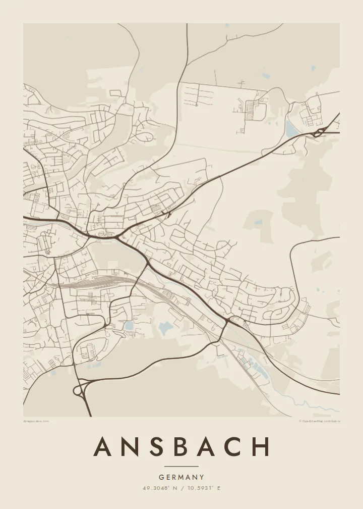 Ansbach map poster — Sand style
