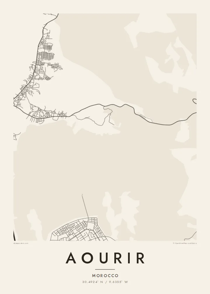 Aourir map poster — Paper style