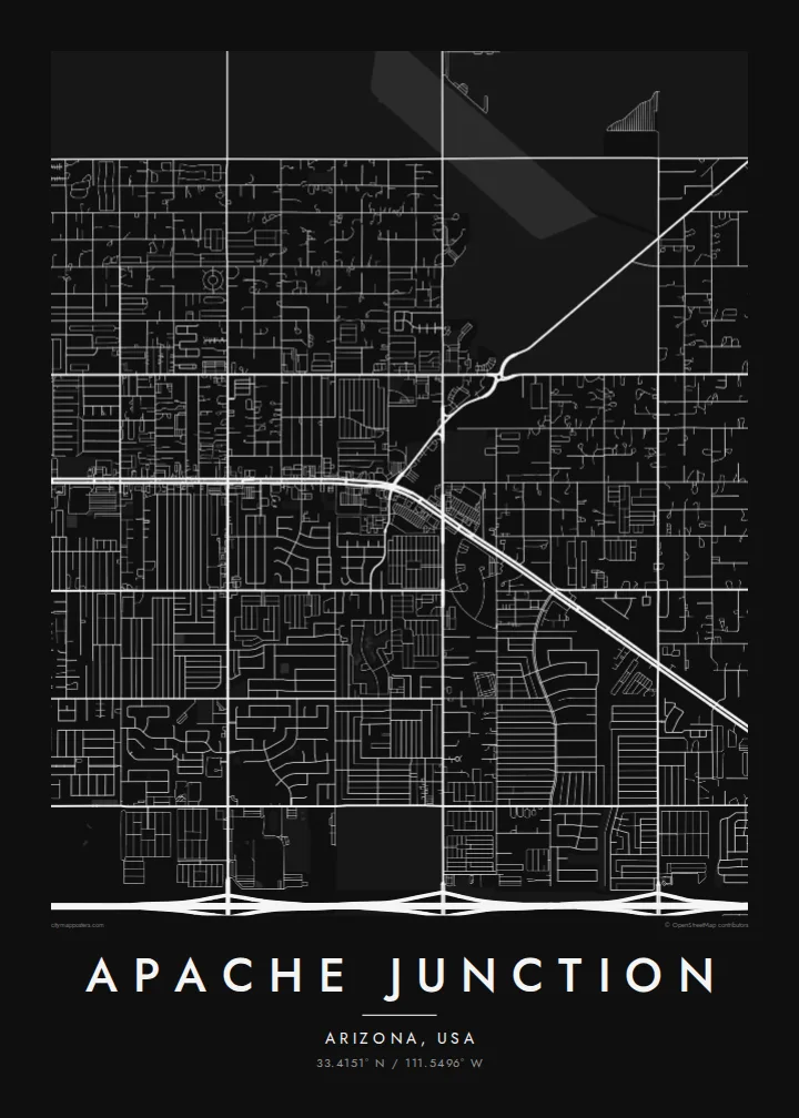 Apache Junction map poster — Noir