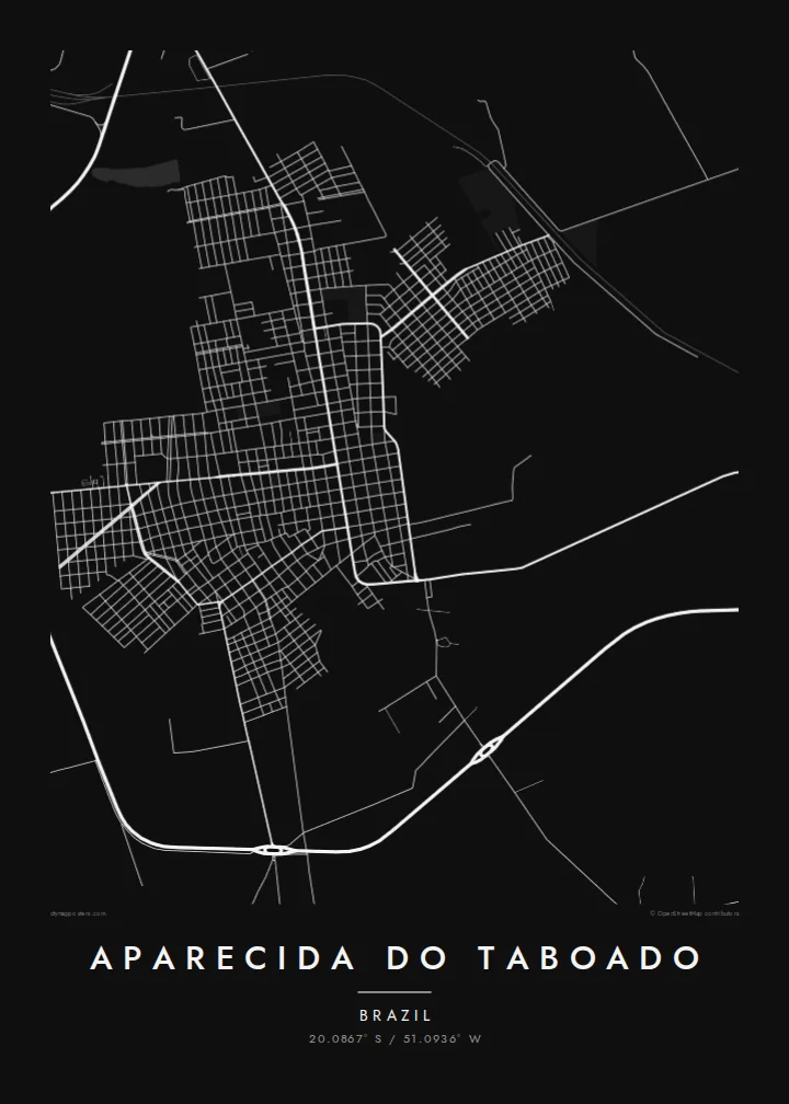 Aparecida do Taboado map poster — Noir