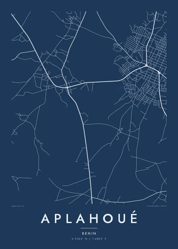 Aplahoué map poster — Blueprint