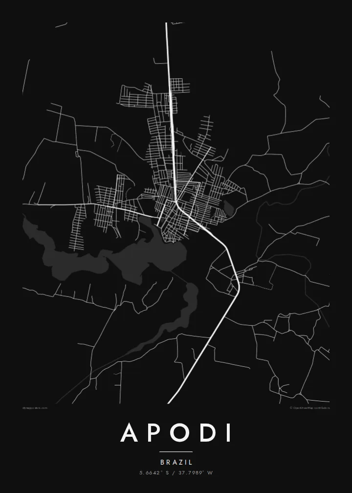 Apodi map poster — Noir style
