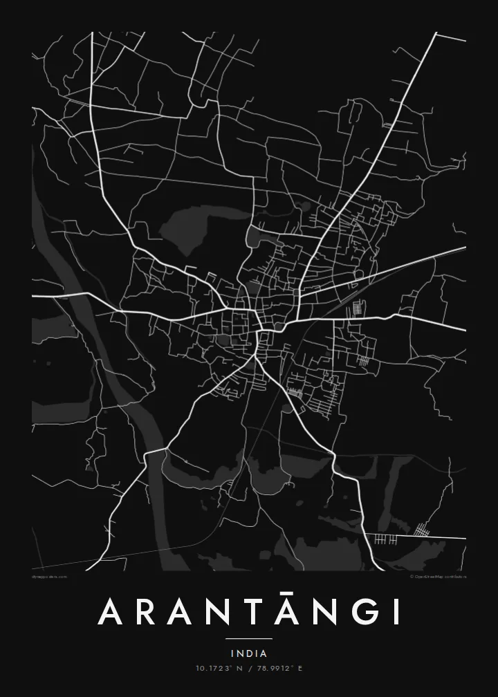 Arantāngi map poster — Noir