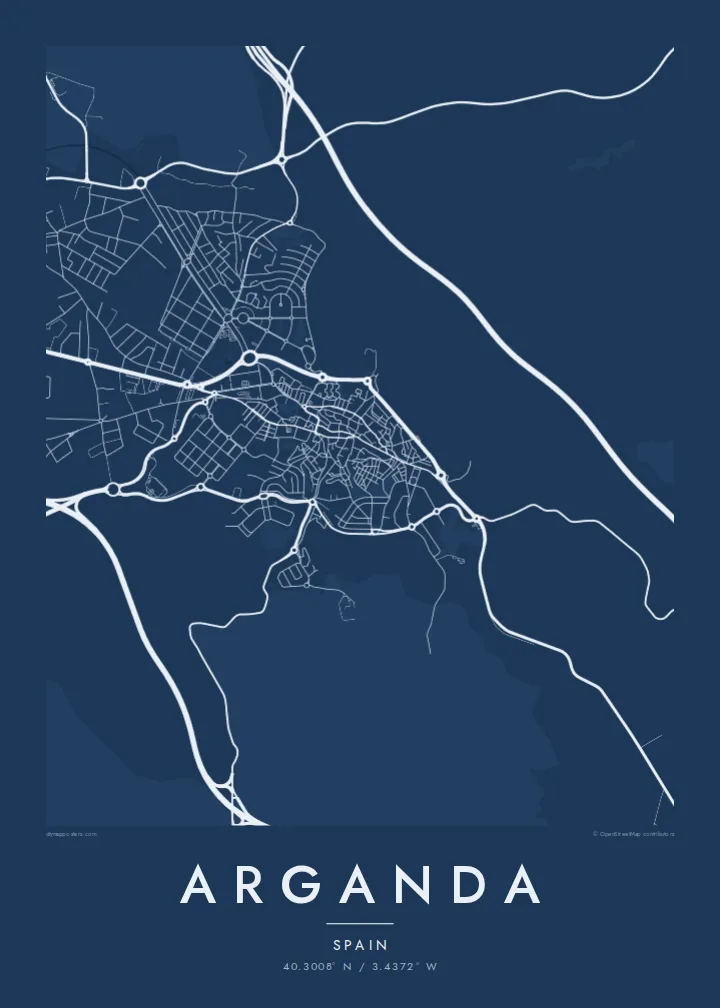 Arganda map poster — Blueprint style