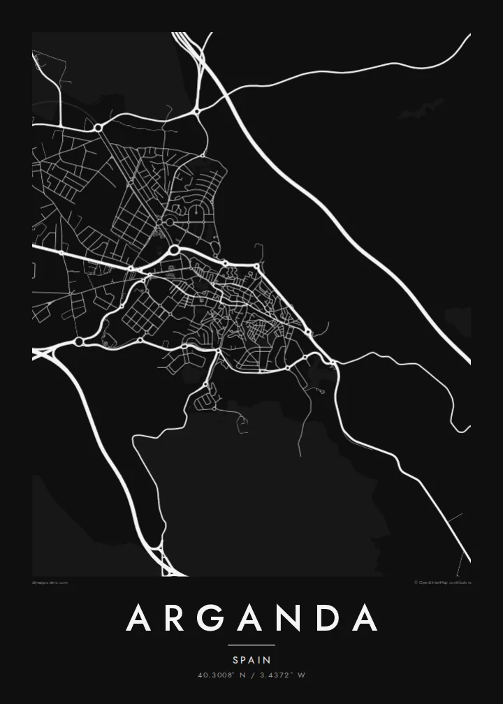 Arganda map poster — Noir style