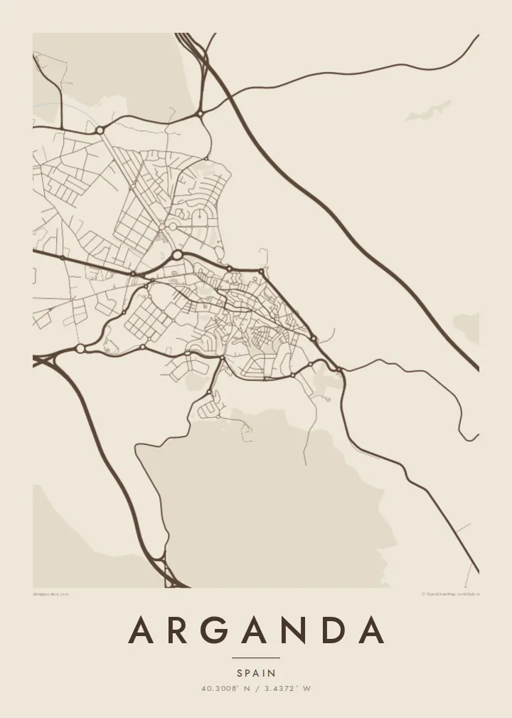 Arganda map poster — Sand style