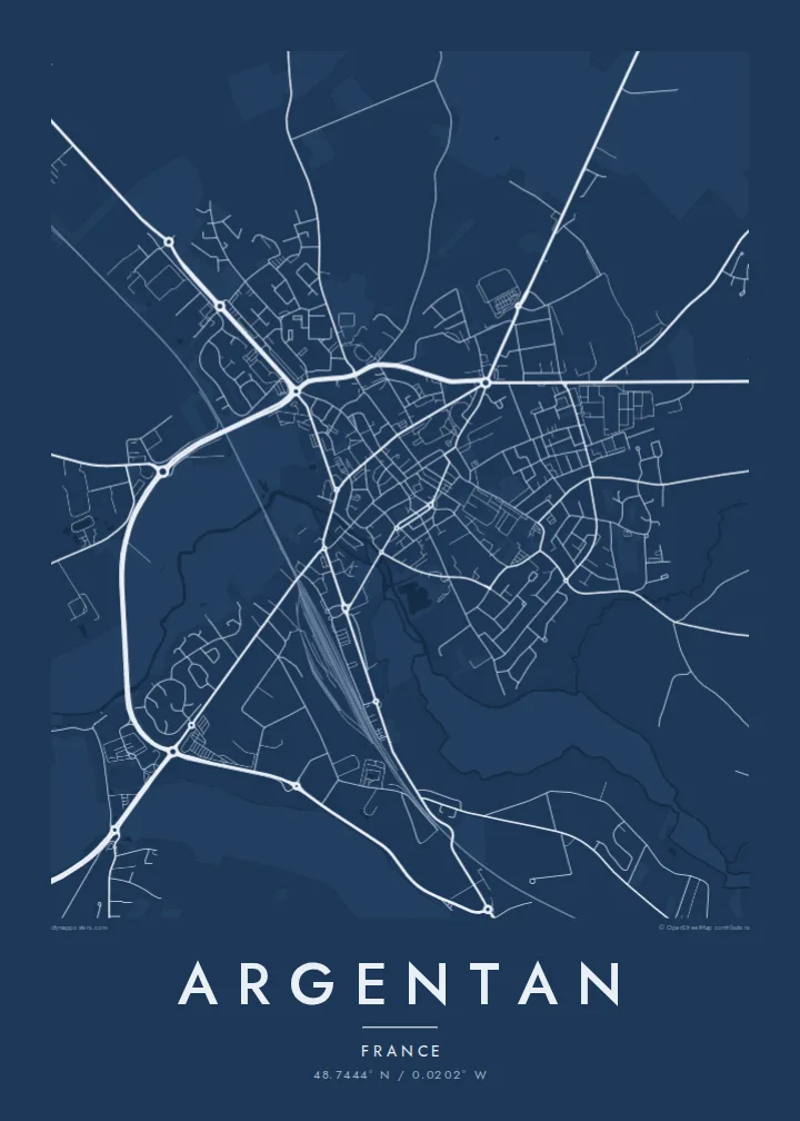 Argentan map poster — Blueprint style