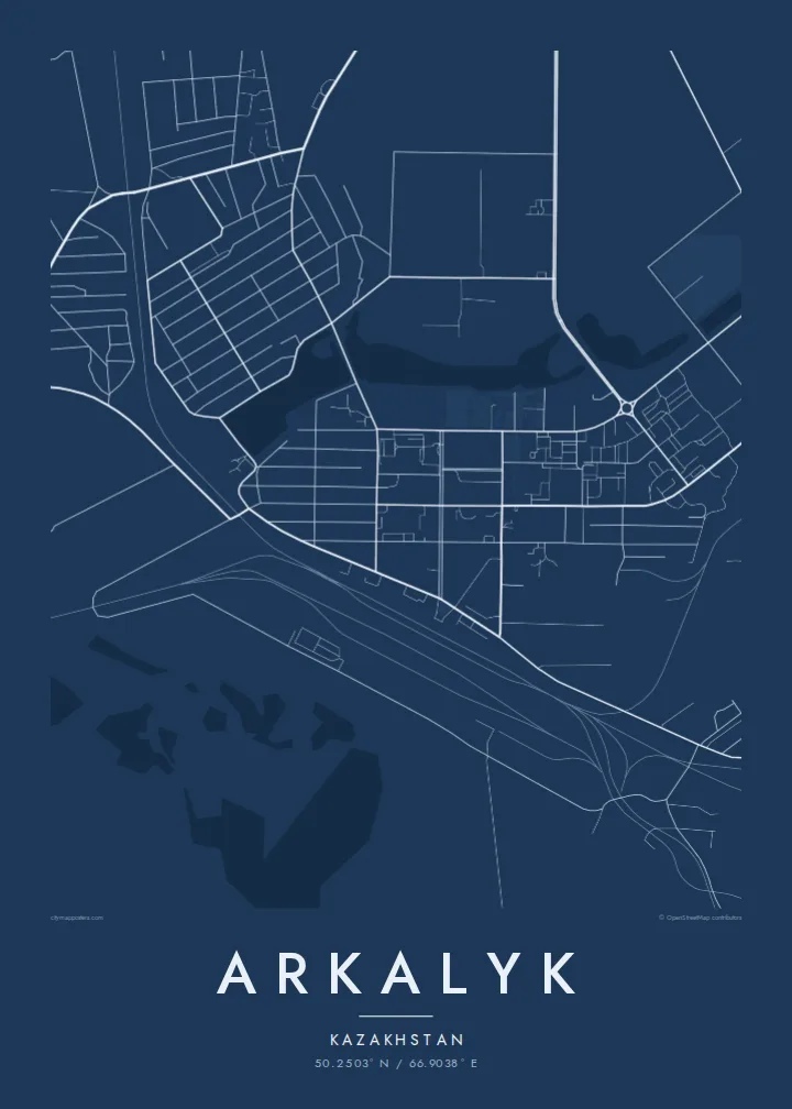 Arkalyk map poster — Blueprint