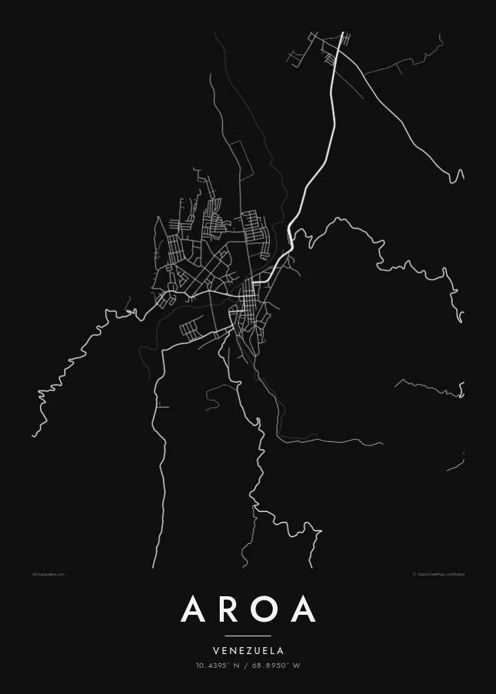 Aroa map poster — Noir style