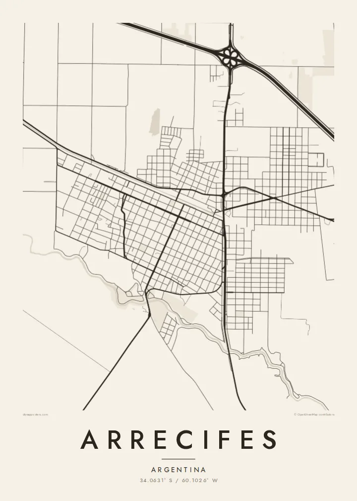 Arrecifes map poster — Paper style