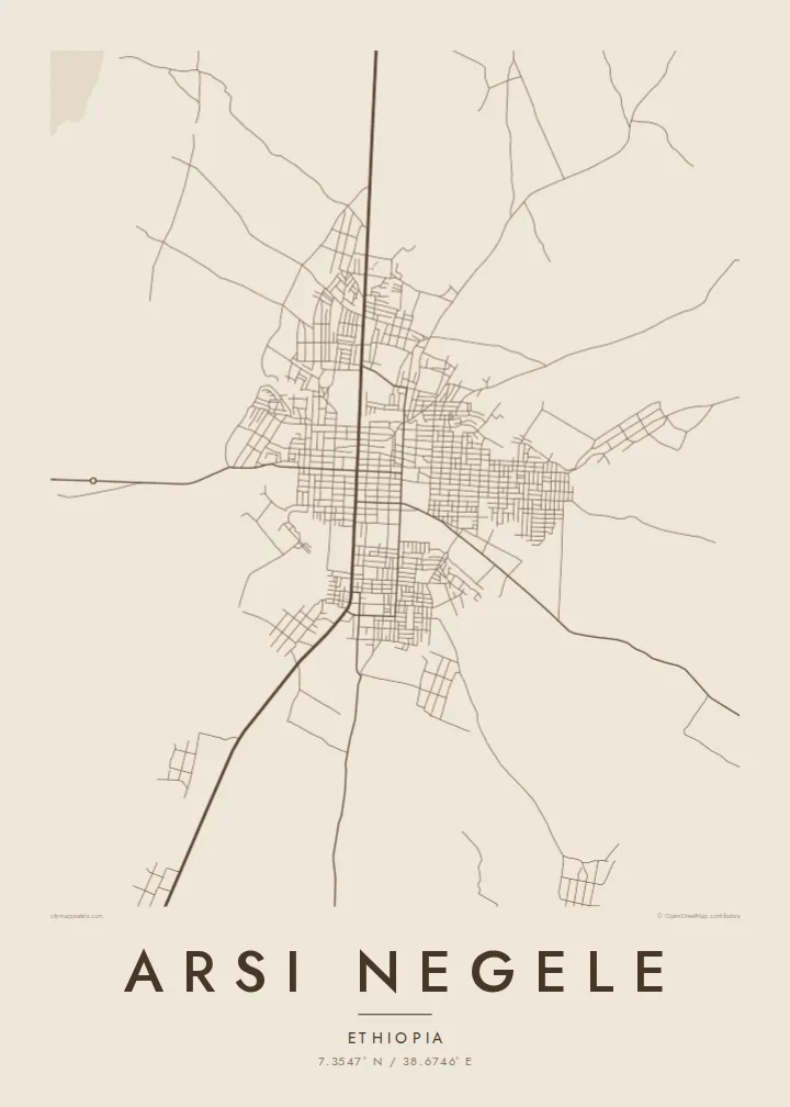 Arsi Negele map poster — Sand