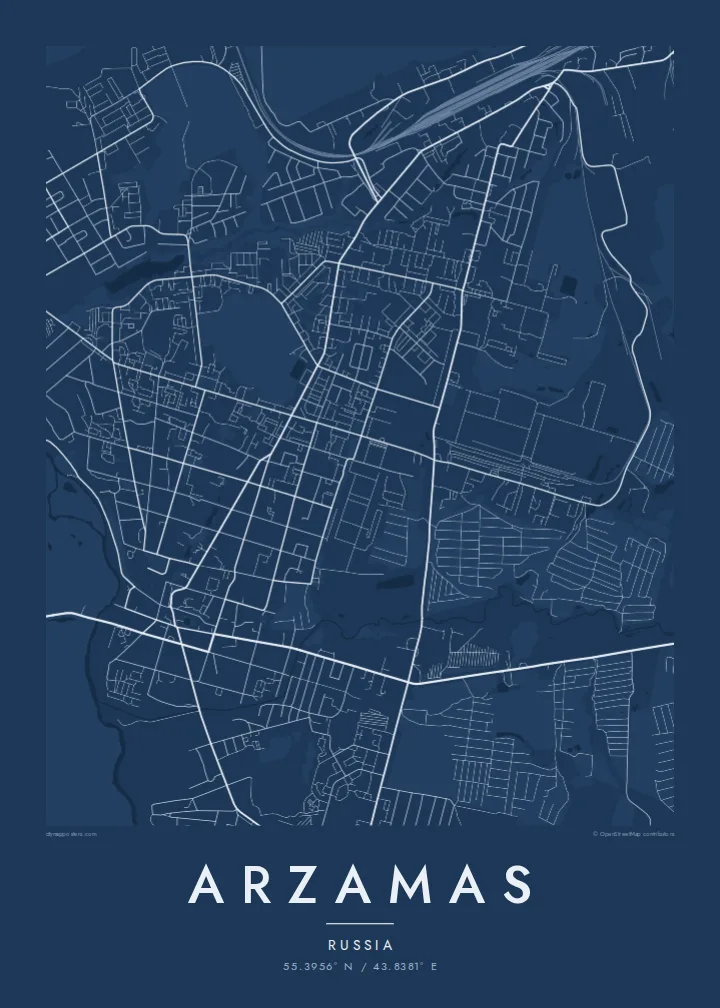 Arzamas map poster — Blueprint style
