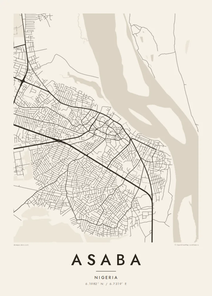 Asaba map poster — Paper