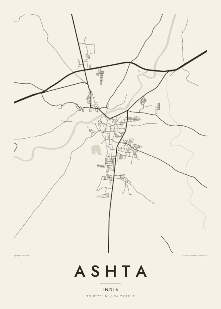Ashta map poster — Paper style