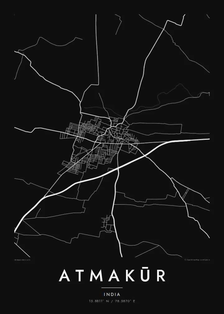 Atmakūr map poster — Noir style