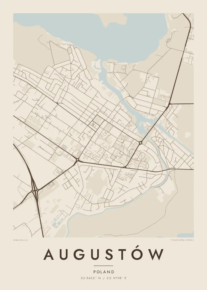 Augustów map poster — Sand