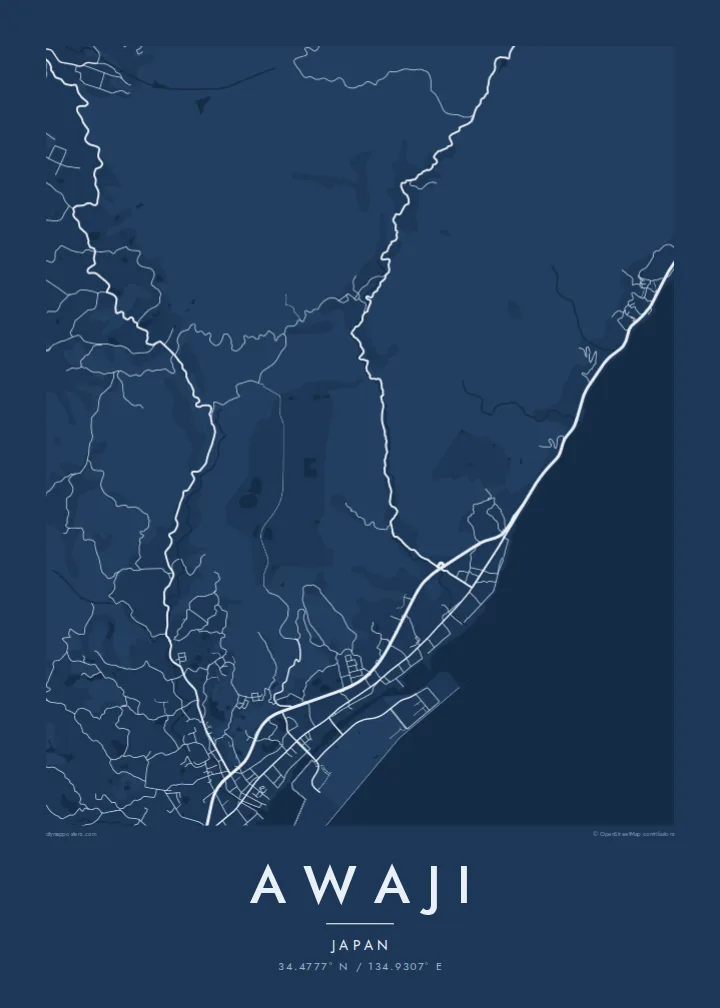 Awaji map poster — Blueprint style