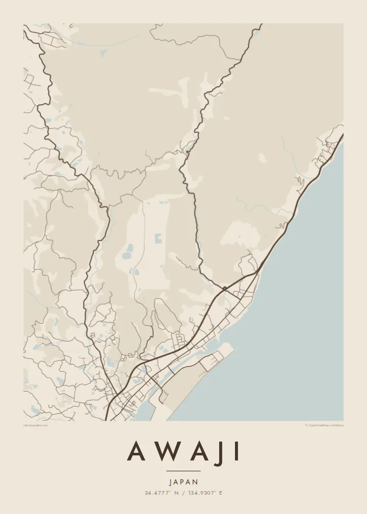 Awaji map poster — Sand style