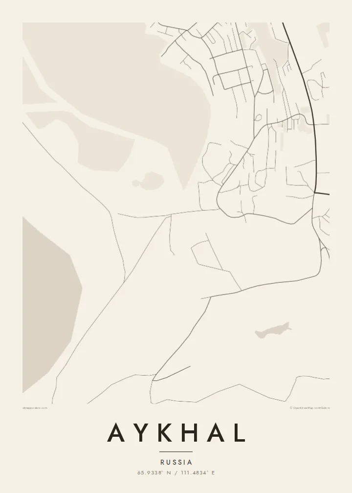 Aykhal map poster — Paper