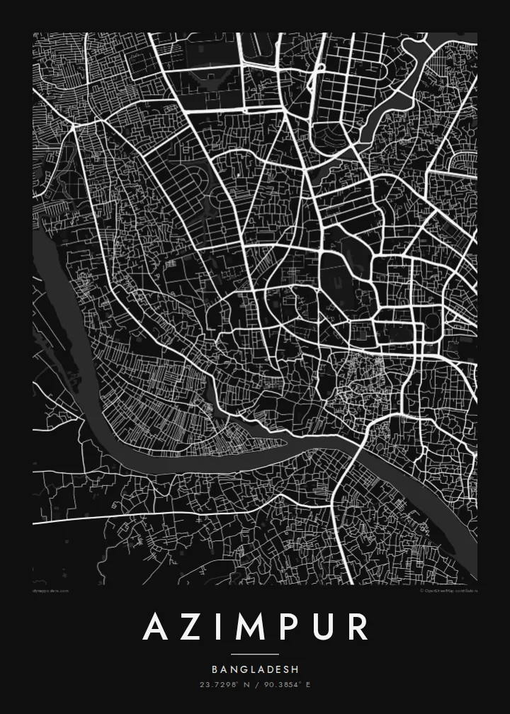 Azimpur map poster — Noir