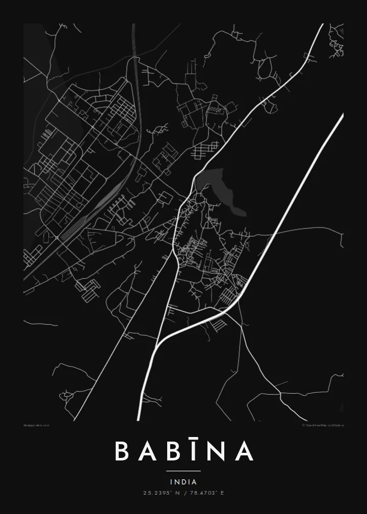 Babīna map poster — Noir style