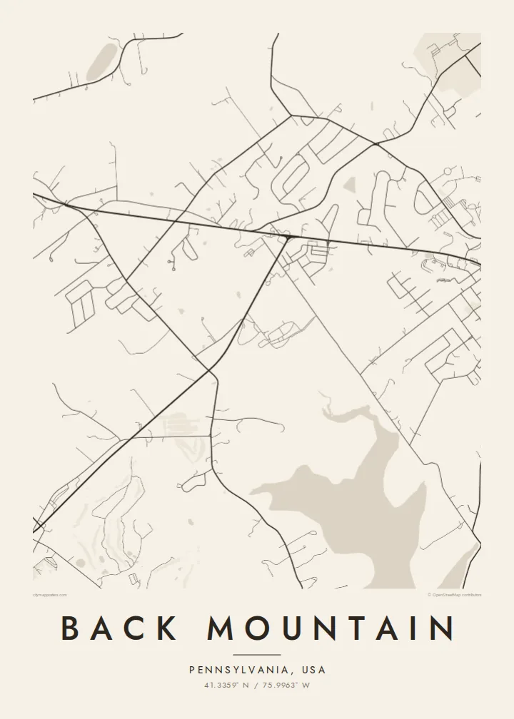 Back Mountain map poster — Paper